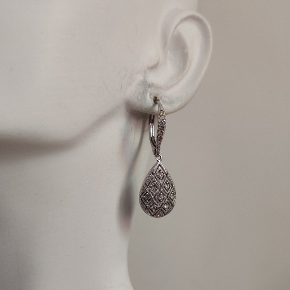 Diamante Teardrop Earrings - Picture 7 of 11